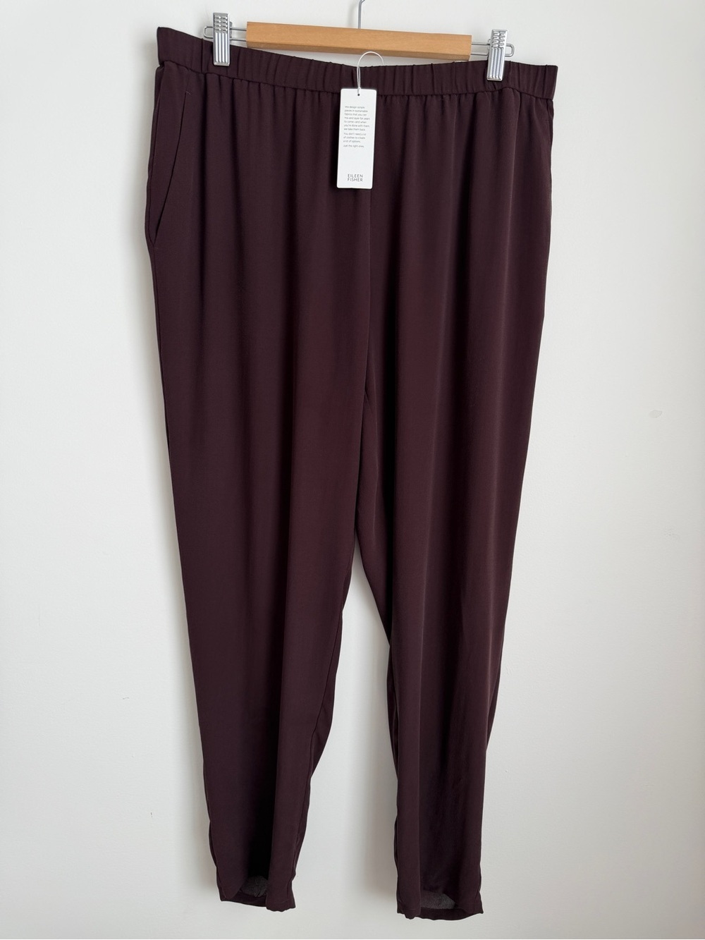 NWT Eileen Fisher Slouchy Ankle Silk Pant Machine Wash Size L - Picture 2 of 9